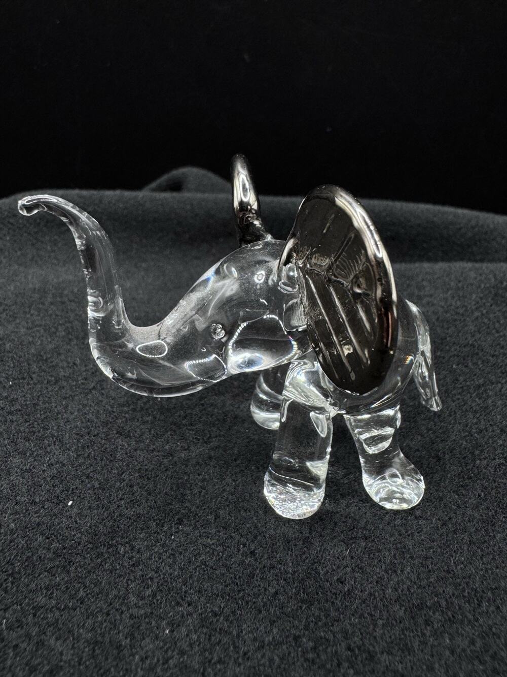 Clear Glass Elephant Figurine Raised Trunk Good Luck Statue Figurine Miniature